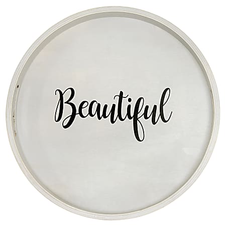 Elegant Designs Decorative Round Serving Tray, 1-11/16”H x 13-3/4”W x 13-3/4”D, Gray Wash Beautiful