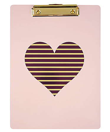 DiVoga® Pink Heart Clipboard, 9" x 12", Purple