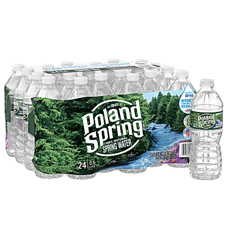 Poland Spring Brand 100% Natural Spring Water, 16.9 Oz Bottles, Pack Of 24