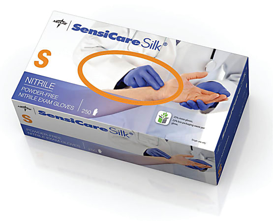 SensiCare Silk® Powder-Free Nitrile Exam Gloves, Small, Dark Blue, Box Of 250