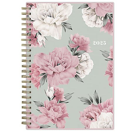 2025 Blue Sky Weekly/Monthly Planning Calendar, 5” x 8”, Watercolor Peonies, January 2025 To December 2025