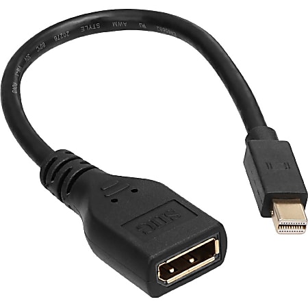 SIIG mDP to DisplayPort 4K Adapter - Black - 6" DisplayPort/Mini DisplayPort A/V Cable for Audio/Video Device, Monitor, Notebook, Tablet - Shielding - Gold Plated Connector - Black - 1