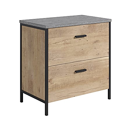 Sauder® Market Commons 30"W x 18"D Lateral 2-Drawer File Cabinet, Prime Oak®/Slate Gray