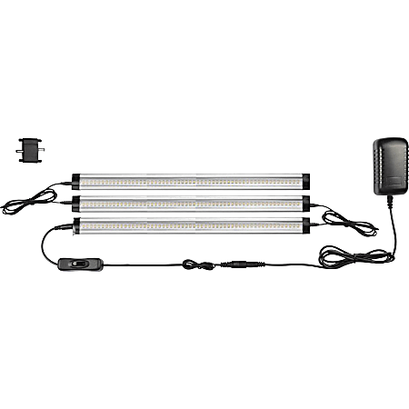 Lorell LED Task Lighting Starter Kit, 1"H x 2"W, LED Bulb, 1350 lm Lumens, Silver, Black, for Furniture