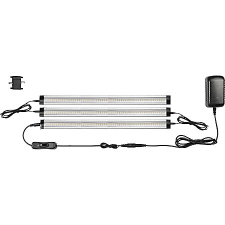 Lorell LED Task Lighting Starter Kit - 1" Height - 2" Width - LED Bulb - 1350 Lumens - Silver, Black - for Furniture