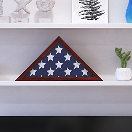 Flash Furniture Sheehan Memorial Flag Display Case, 12-1/2"H x 17-1/2"W x 3"D, Mahogany