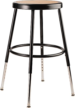 National Public Seating Adjustable Hardboard Stool, 19" - 26.5"H, Black