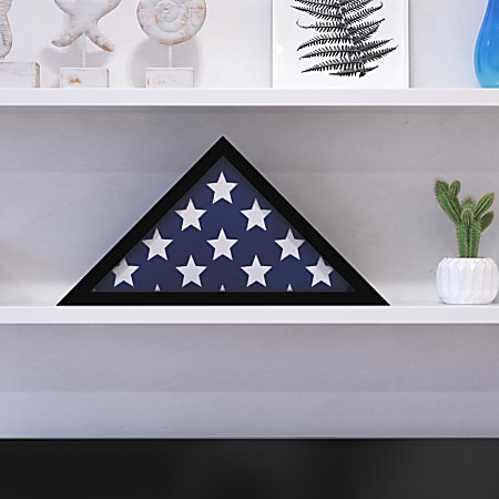 Flash Furniture Sheehan Memorial Flag Display Case, 12-1/2"H x 17-1/2"W x 3"D, Black