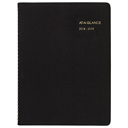 AT-A-GLANCE® 14-Month Weekly Academic Appointment Book/Planner, 8 1/4" x 10 7/8", 30% Recycled, Black, July 2018 to August 2019