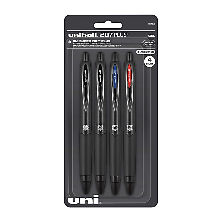 TUL GL Series Retractable Gel Pens, Mixed Metals, Medium Point, 0.7 mm, Black Barrel, Black Ink, Pack of 4 Pens