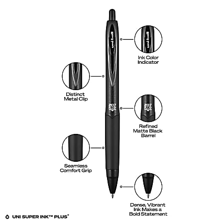 Uni Ball Uni Super Ink 0.7 MM Medium Black Gel Pens 2 ea, School Supplies
