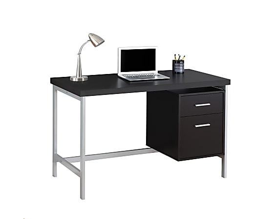 Monarch Specialties Contemporary MDF Computer Desk, Cappuccino/Silver