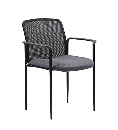 Boss Office Products Stackable Mesh Guest Chair, Gray/Black