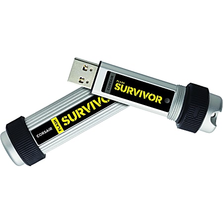 Corsair Flash Survivor 32GB USB 3.0 Flash Drive - 32 GB - USB 3.0 - Black, Silver - 5 Year Warranty