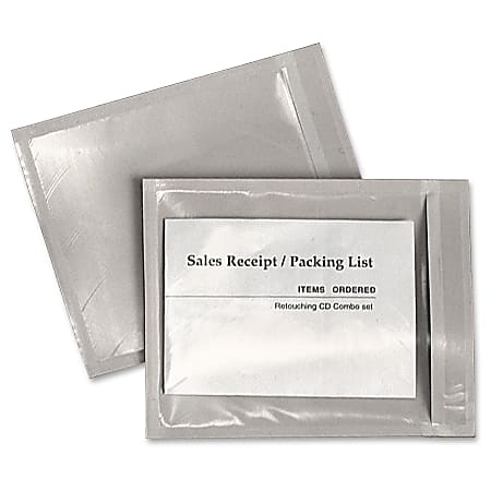 Quality Park 46996 Packing List Clear Envelopes - Packing List - 4 1/2" Width x 6" Length - Adhesive - Poly - 1000 / Carton - Clear