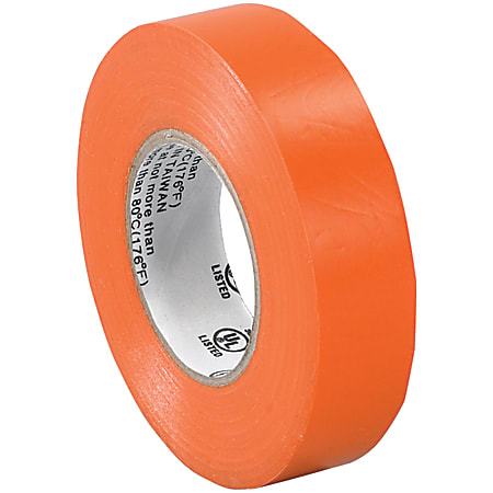 Tape Logic® 6180 Electrical Tape, 1.25" Core, 0.75" x 60', Orange, Case Of 200