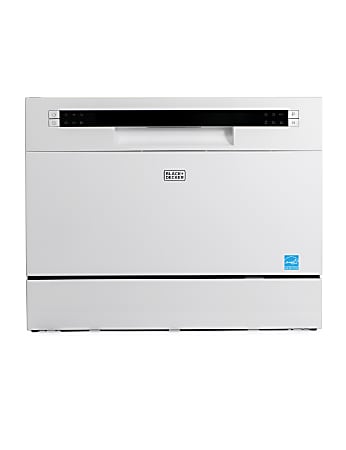Black+Decker Countertop Dishwasher With 6 Wash Programs, White