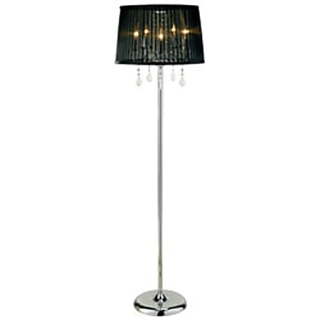 Adesso® Cabaret Floor Lamp, Chrome/Black