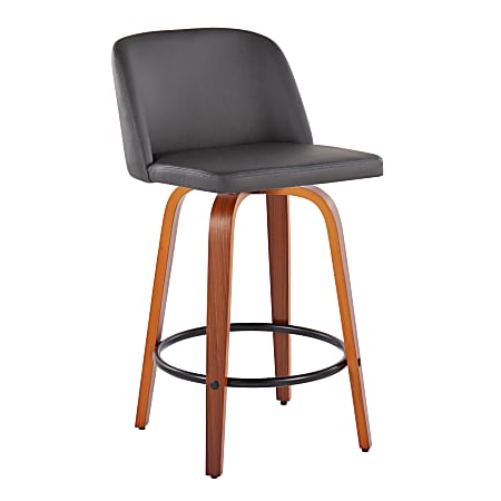 LumiSource Toriano Counter Stools GrayWalnutRound Black Footrest