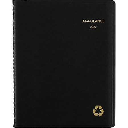 AT-A-GLANCE®  Weekly/Monthly Planner, 8-1/4" x 11", Black, January To December 2022, 70950G05