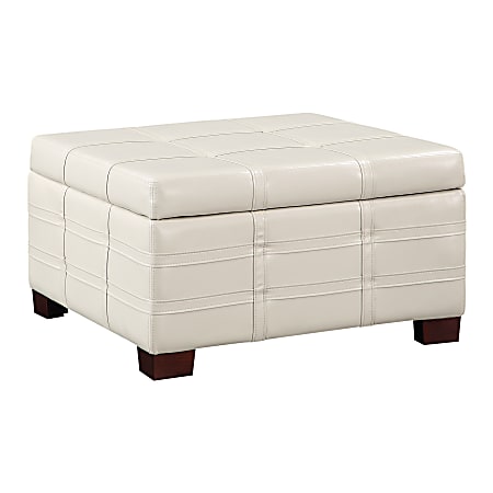 Office Star™ Detour Strap Square Storage Ottoman, Cream
