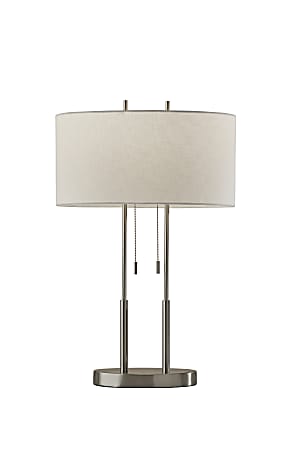 Adesso® Duet Table Lamp, 27"H, Ivory Shade/Brushed Steel Base