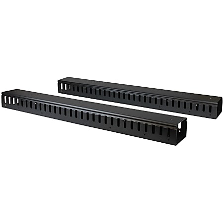 StarTech.com Vertical Cable Organizer with Finger Ducts - Vertical Cable Management Panel - Rack-Mount Cable Raceway - 0U - 6 ft.