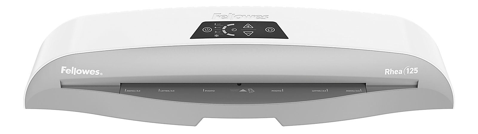 Fellowes® Rhea Laminator With Pouch Starter Kit, 12.5" Width, White/Gray