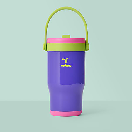 Base Brands Spill-Proof Tumbler With Handle, 14 Oz, Purple