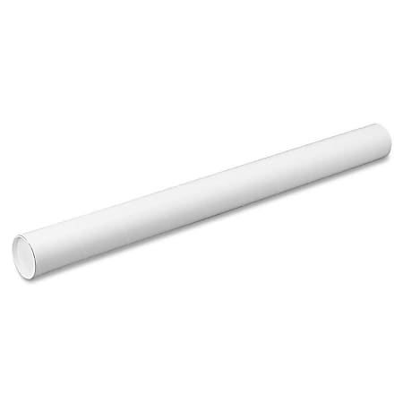 2 x 24 Fiberboard Mailing Tube with Plastic End Plugs - White (3