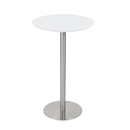 Eurostyle Cookie-B Bar Table, 41-1/3”H x 25-3/5”W x 25-3/5”D, Brushed Steel/Matte White