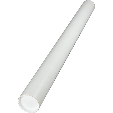 Quality Park White Kraft Fiberboard Mailing Tubes - 36" Length - 3" Diameter - Removable End Caps - Fiberboard, Kraft - 25 / Carton - White