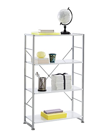 Realspace® Halton 46 3/4"H 3-Shelf Contemporary Bookcase, White/Light Finish
