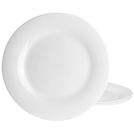 Gibson Ultra Farthington 4-Piece Tempered Opal Glass Dinner Plate Set, 10”, White