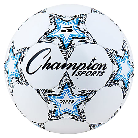 Champion Sports Viper Soccer Ball Size 5 - 8.75" - Size 5 - Thermoplastic Polyurethane (TPU) - Blue, Black, White - 24 / Case