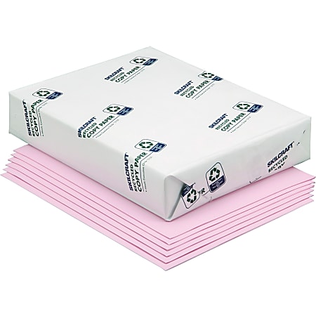 SKILCRAFT® Color Xerographic Copy Paper, 10 Reams, Pink, Letter (8.5" x 11"), 5000 Sheets Per Case, 20 Lb, 84 Brightness (AbilityOne 7530-01-150-0334)