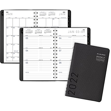 Contemporary Weekly Monthly Planner Open Block Format 8 5 X 5 5 Graphite Cover 12 Month Jan To Dec 2025