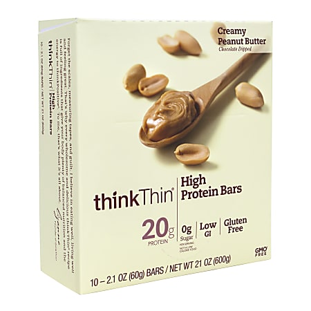 thinkThin Creamy Peanut Butter High Protein Bars 2.1 Oz Box Of 10 Bars ...
