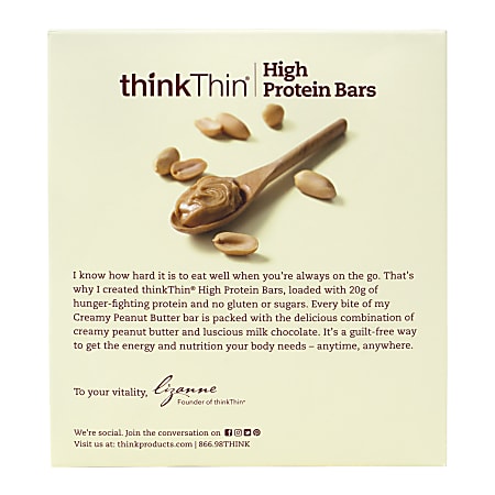 thinkThin Creamy Peanut Butter High Protein Bars 2.1 Oz Box Of 10 Bars ...