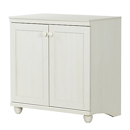 South Shore Hopedale 2-Door Storage Cabinet, 1 Fixed Shelf, 1 Adjustable Shelf, White Wash