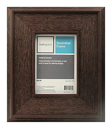 Realspace™ Picture Frame, Dunkirk, 5" x 7", Dark Brown