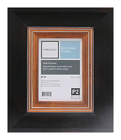 Realspace™ Picture Frame, Nalini, 5" x 7", Black/Bronze