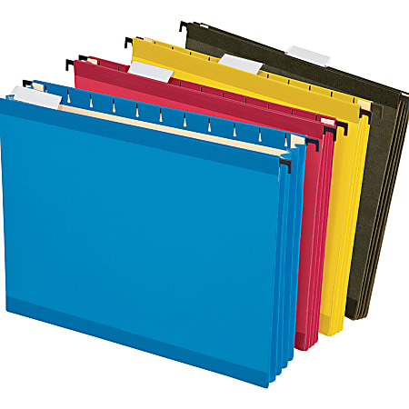 Pendaflex® SureHook® Hanging Pockets, 3 1/2" Expansion, 8 1/2" x 11", Assorted Colors, Pack Of 4 Pockets