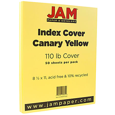 Color Card Stock Paper, 8.5 x 11, 50 Sheets Per Pack - Canary