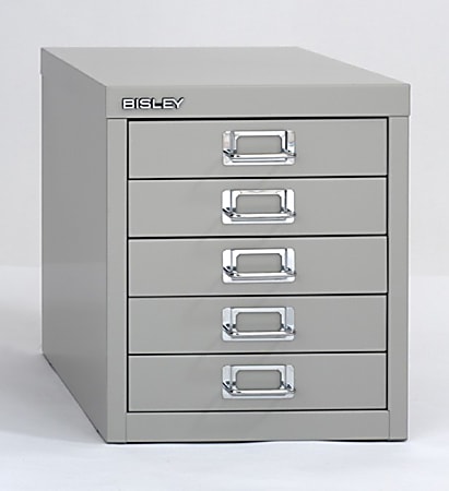Bisley 15"D Vertical 5-Drawer Storage Cabinet, Metal, Silver