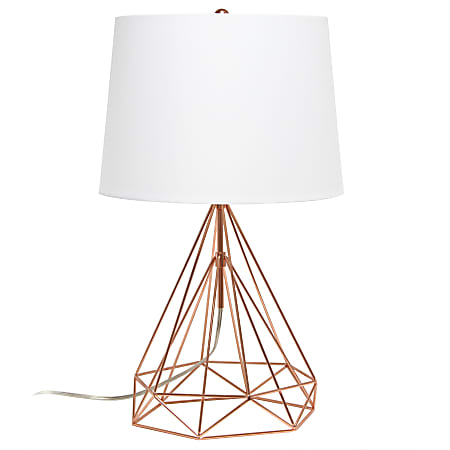 Lalia Home Geometric Matte Table Lamp, 23-1/2"H, White Shade/Rose Gold Base