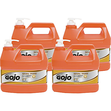 Gojo® Natural Orange Smooth Hand Cleaner - Citrus Scent - 1 gal (3.8 L) - Pump Bottle Dispenser - Soil Remover, Dirt Remover, Grease Remover - Hand - Orange - 4 / Carton