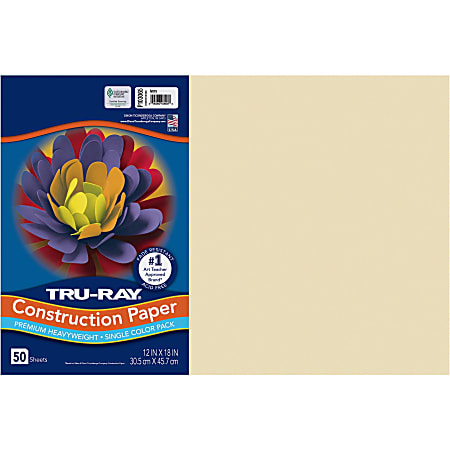 Tru-Ray Construction Paper, 12" x 18", 76 Lb, 50% Recycled, Ivory, Pack Of 50 Sheets