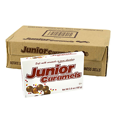 Junior Mints Caramels Theater Box, 3.6 Oz, Pack Of 12 Boxes