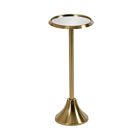Kate and Laurel Sanzo Iron Round Drink Table, 23"H x 10"W x 10"D, Mirror/Gold